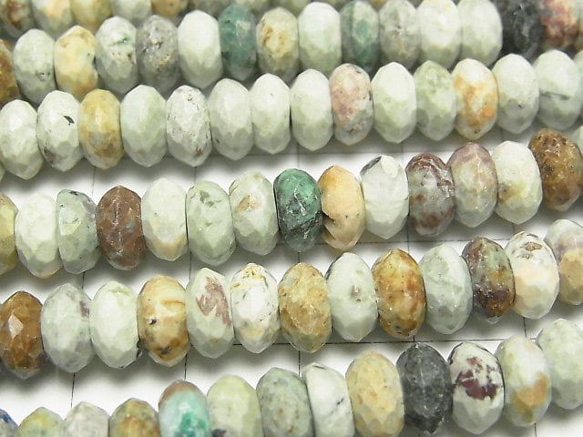高品質!非洲綠松石刻面扁圓珠 8x8x4mm 半串或一串珠子 (約15英吋/38公分)