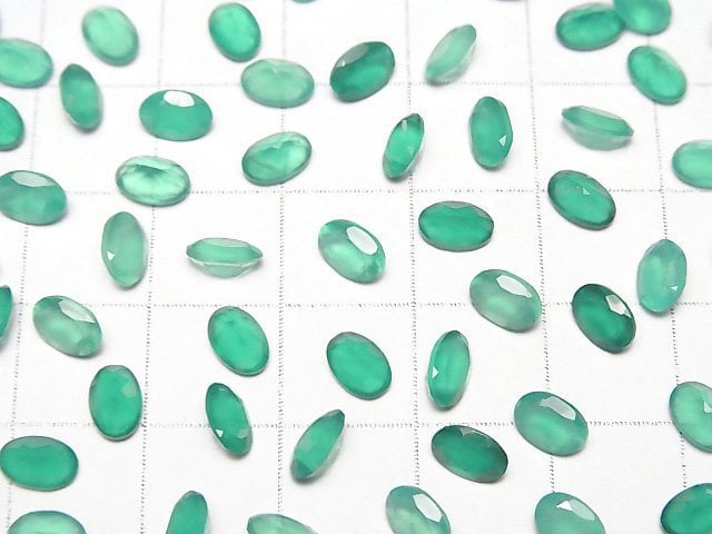 Hochwertiger grüner Onyx AAA lose Stein oval facettiert 6x4mm 10 Stück