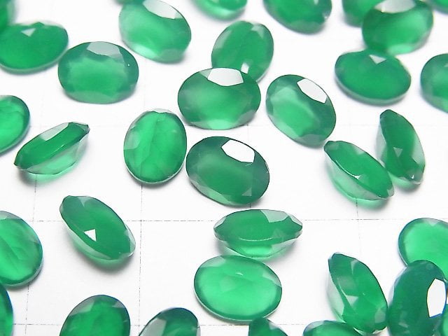 高品質綠瑪瑙 AAA 散裝寶石 橢圓刻面 8x6mm 5顆