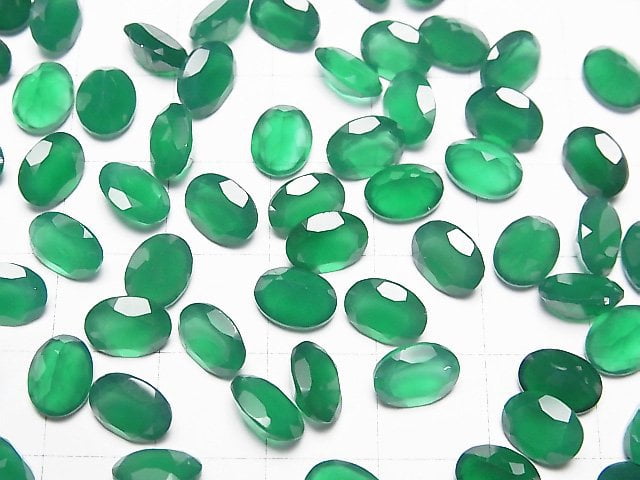 Hochwertiger grüner Onyx AAA lose Stein oval facettiert 8x6mm 5 Stück