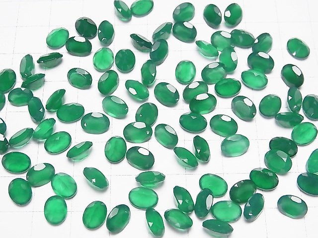 Hochwertiger grüner Onyx AAA lose Stein oval facettiert 8x6mm 5 Stück