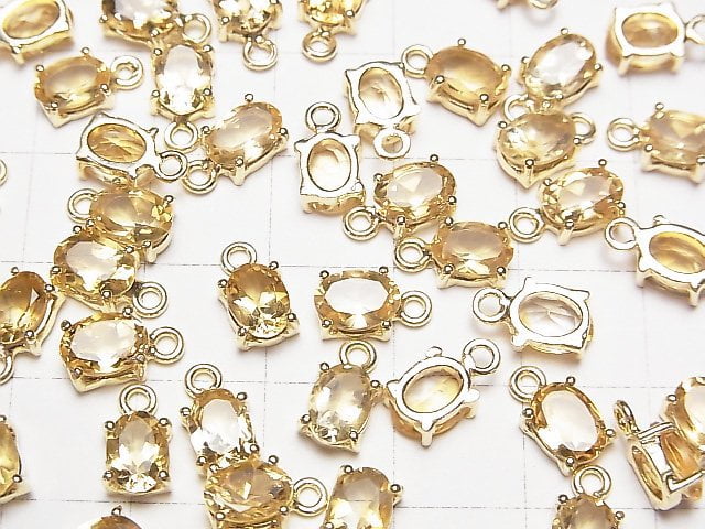 Hochwertig Citrin AAA Zargenfassung Oval Facettiert 7x5mm 18KGP 2 Stück