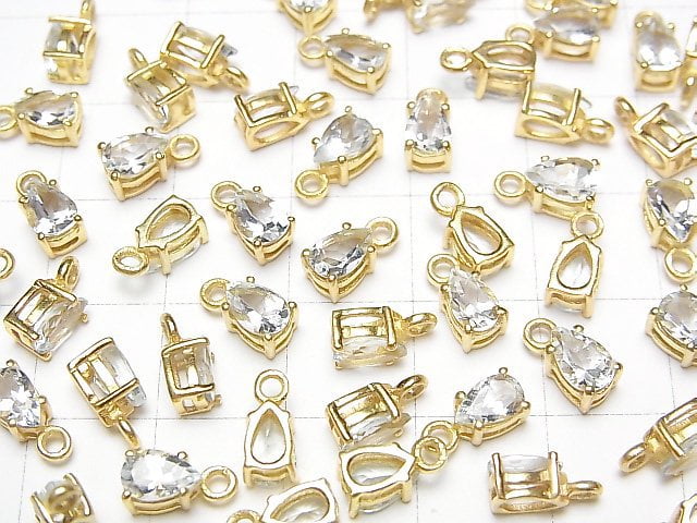 Hochwertiger Aquamarin AAA Zargenfassung Birnenform Facettiert 6x4mm 18KGP 2Stücke