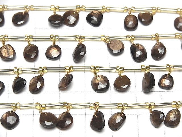 GOLDENE SZENE Saphir AAA- Freiform einseitig Rose Cut 1Strang Perlen (18Stk.)