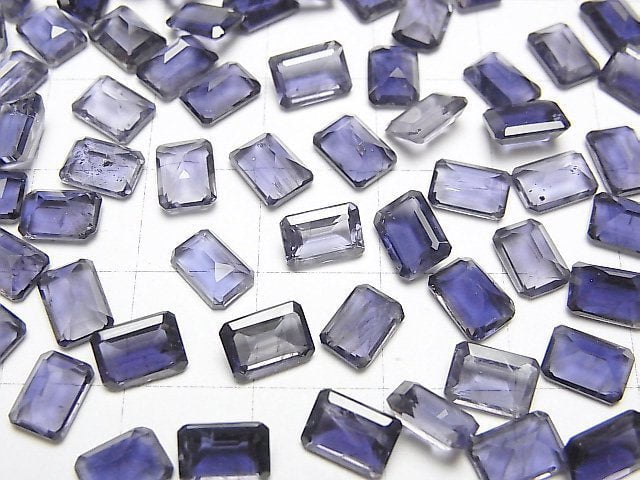 Hochwertiger Iolith AAA Lose Stein Rechteckig Facettiert 7x5mm 3Stücke