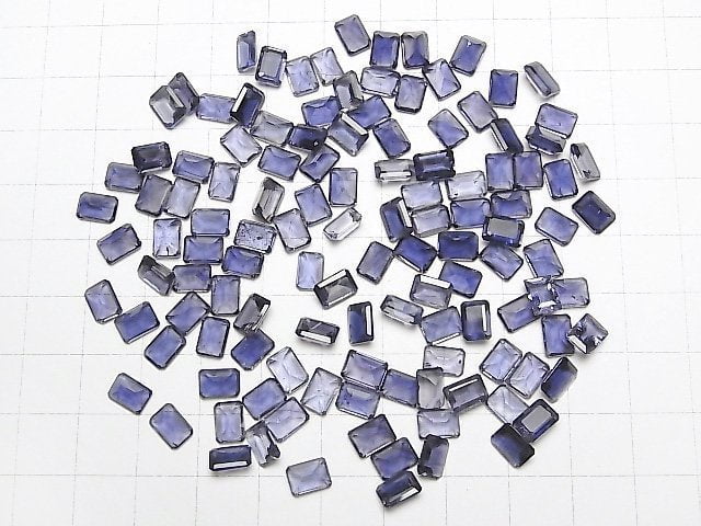Hochwertiger Iolith AAA Lose Stein Rechteckig Facettiert 7x5mm 3Stücke