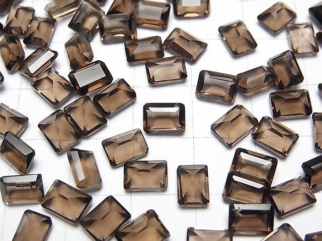 Hochwertiger rauchiger Quarz AAA lose Steine rechteckig facettiert 7x5mm 5Stk