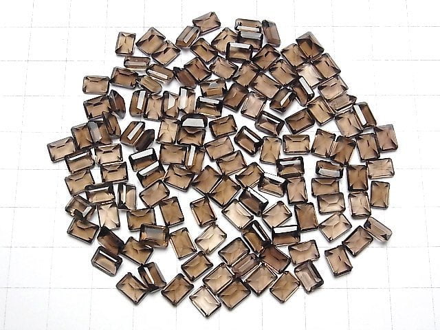 Hochwertiger rauchiger Quarz AAA lose Steine rechteckig facettiert 7x5mm 5Stk