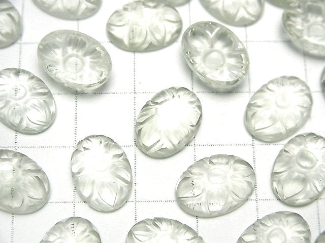 Hochwertiger grüner Amethyst AAA Geprägt Oval Cabochon 14x10mm 2Stücke