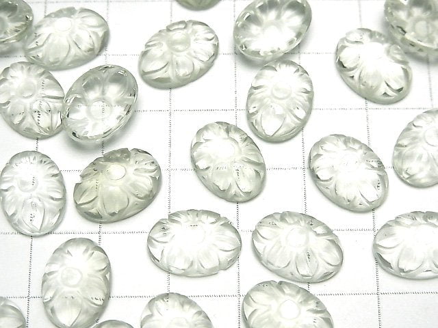Hochwertiger grüner Amethyst AAA Geprägt Oval Cabochon 14x10mm 2Stücke