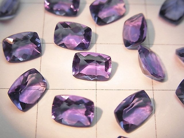 Hochwertiger Farbwechsel-Fluorit AAA Lose Stein Rechteckig Facettiert 7x5x4mm 2Stk.
