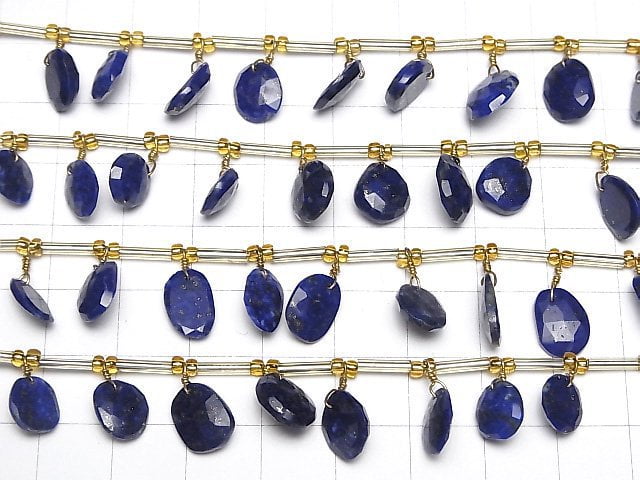Hochwertig Lapislazuli AA++ Freiform einseitig Rose Cut halb oder 1strang Perlen (16 Stück)