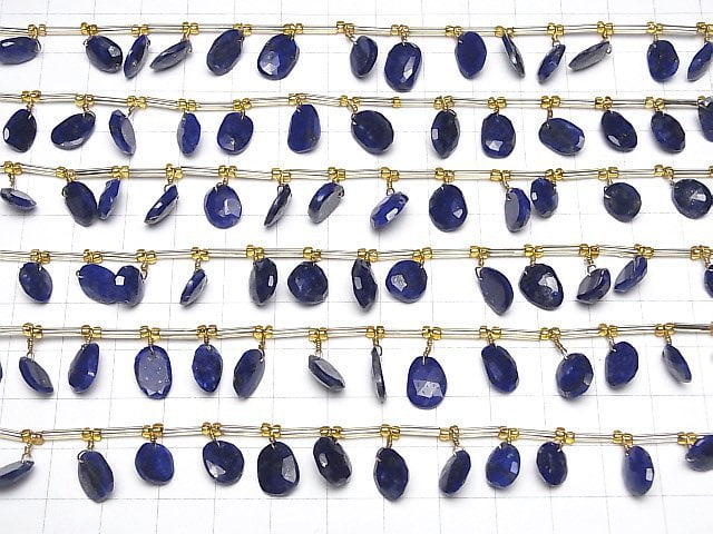 Hochwertig Lapislazuli AA++ Freiform einseitig Rose Cut halb oder 1strang Perlen (16 Stück)
