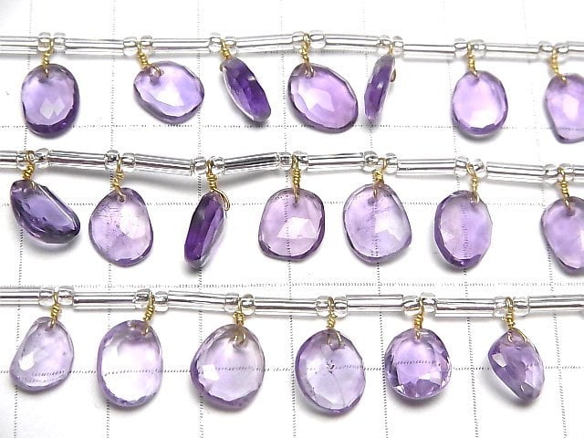 Hochwertig Amethyst AAA- Freiform einseitig Rose Cut 1strang Perlen (18 Stück)