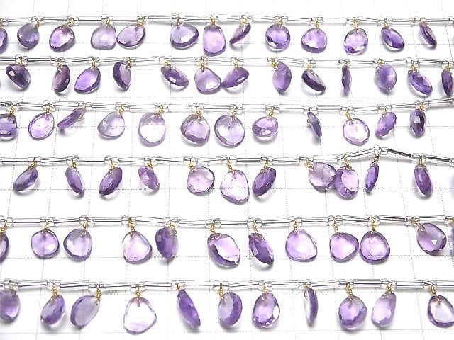Hochwertig Amethyst AAA- Freiform einseitig Rose Cut 1strang Perlen (18 Stück)