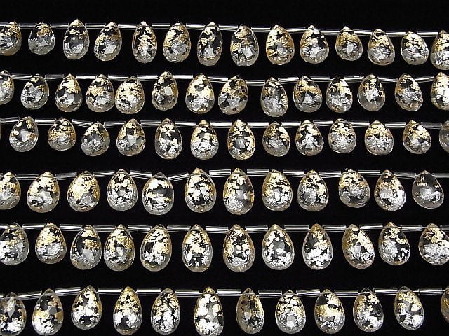 Doublet Crystal AAA Pear Shape Faceted Briolette Gold & Silver half or 1strand beads (12pcs)