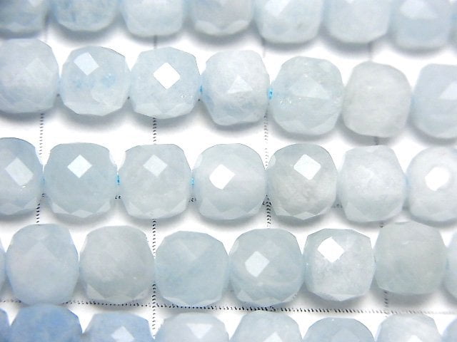 高品質!海藍寶石AA+立方體形狀6x6x6毫米半串或1串珠子(約15英吋/36公分)