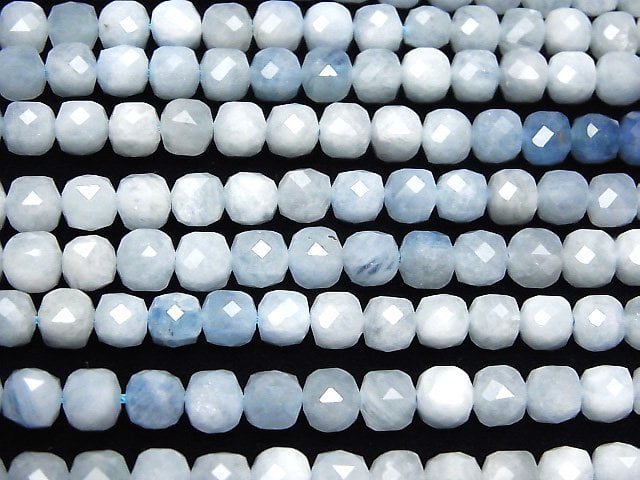 Hochwertig! Aquamarin AA+ Würfelform 6x6x6mm halb oder 1strang Perlen (ca. 15 Zoll / 36 cm)
