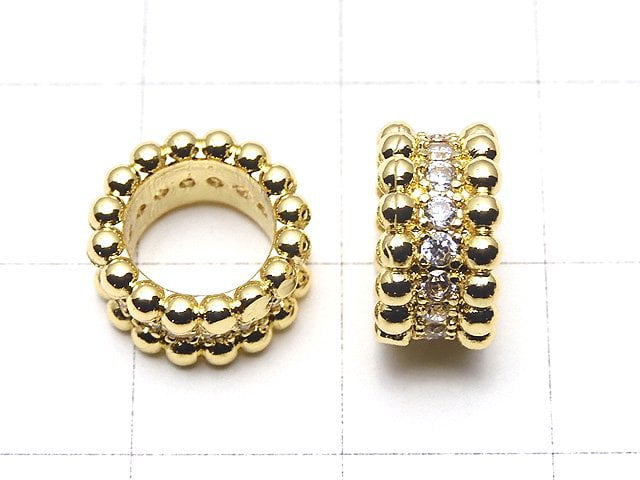 Metal parts Rondelle 11x11x6mm Gold color (with CZ) 1pc