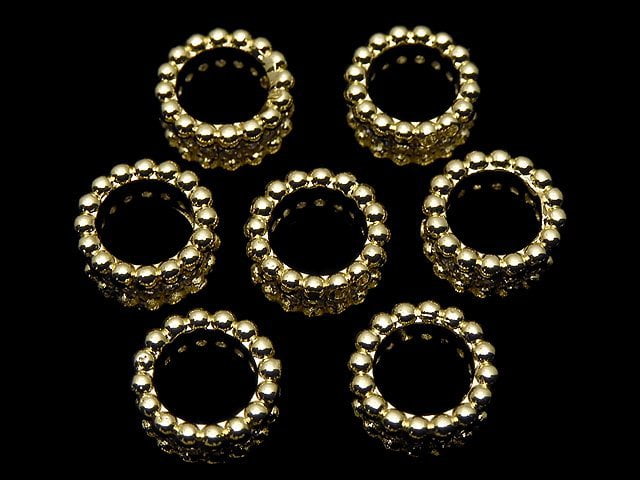 Metal parts Rondelle 11x11x6mm Gold color (with CZ) 1pc