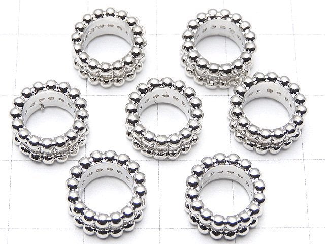 Metal parts Rondelle 11x11x6mm Silver color (with CZ) 1pc