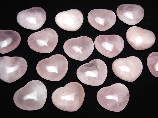 Rosenquarz AA++ Ungebohrtes Herz 25x30x15mm 2Stücke