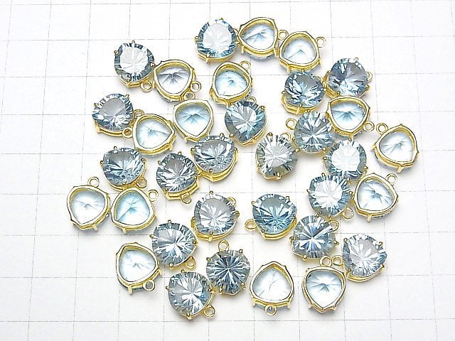 Hochwertig! Himmelblauer Topas AAA Zargenfassung Kastanienform konkav geschliffen 10mm 18KGP 1 Stück