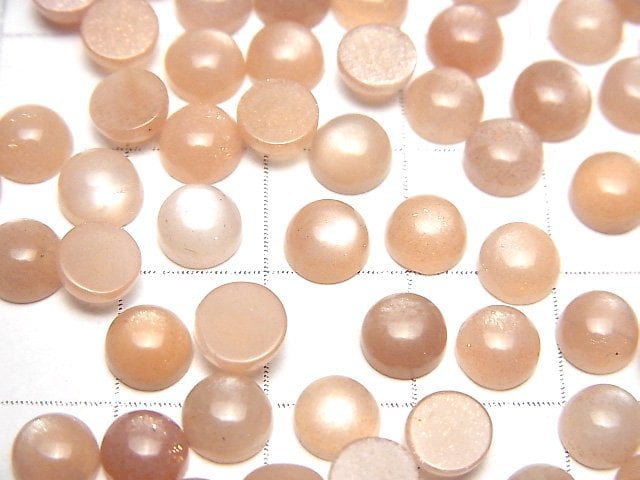 Pfirsich-Moonstone AAA- Runde Cabochon 6x6mm 10Stk