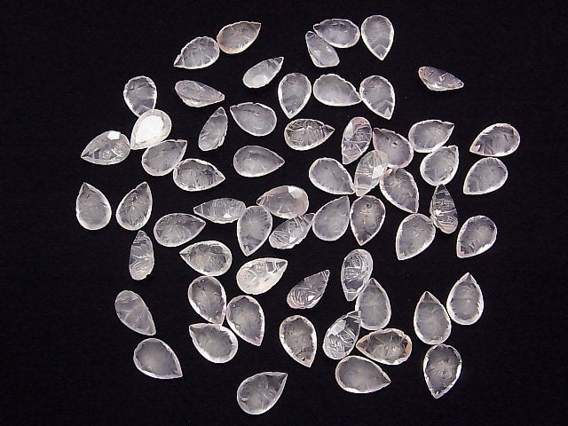 Hochwertiger Rosenquarz AAA geschnitzte Birnenform facettiert 12x8mm 4Stk