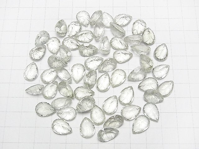 Hochwertiger grüner Amethyst AAA geschnitzte Birnenform facettiert 14x10mm 2Stk