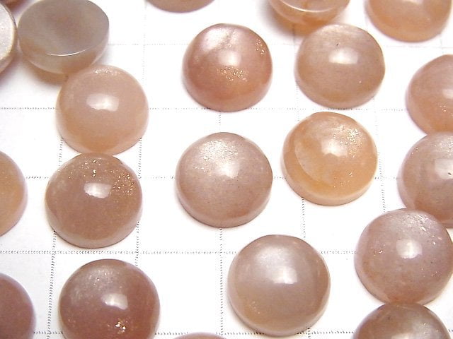Pfirsich-Moonstone AAA- Runde Cabochon 12x12mm 2Stk