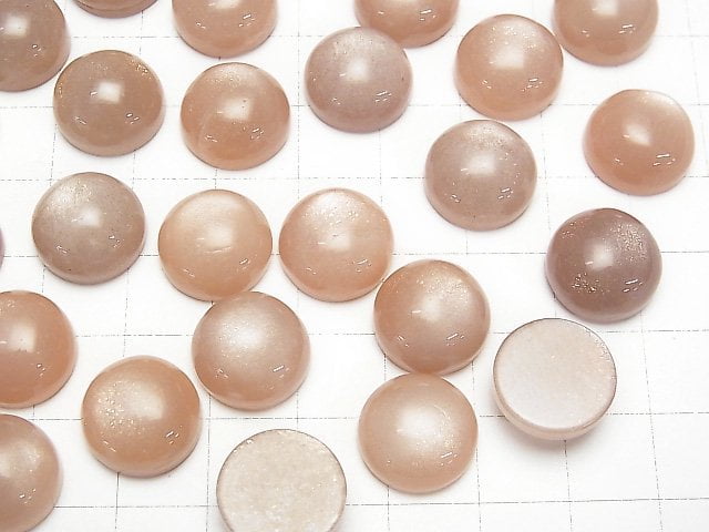 Pfirsich-Moonstone AAA- Runde Cabochon 14x14mm 2Stk