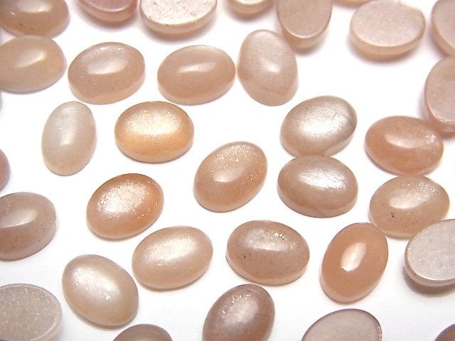 蜜桃月光石 AAA 橢圓形素面蛋面 8x6mm 10顆