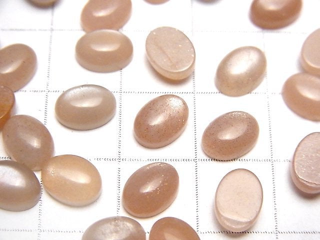 蜜桃月光石 AAA 橢圓形素面蛋面 8x6mm 10顆