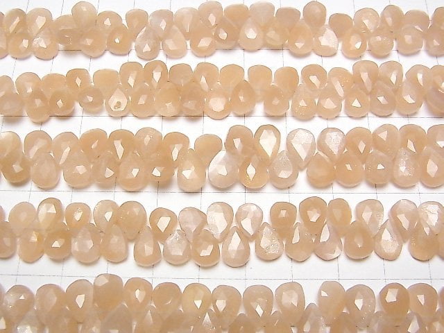 Hochwertiger Pfirsich-Moonstone AA++ Birnenform facettiert Briolette halb oder 1Strang Perlen (ca. 7inch / 18cm)