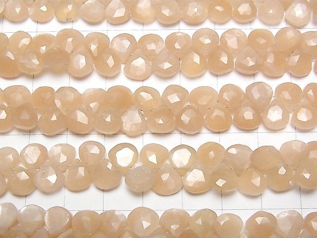 Hochwertiger Pfirsich-Moonstone AA++ Kastanienfarbene facettierte Briolette halb oder 1Strang Perlen (ca. 7inch / 18cm)
