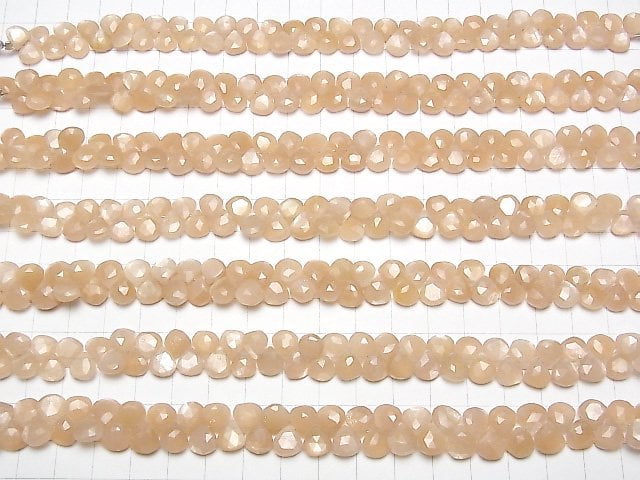 Hochwertiger Pfirsich-Moonstone AA++ Kastanienfarbene facettierte Briolette halb oder 1Strang Perlen (ca. 7inch / 18cm)