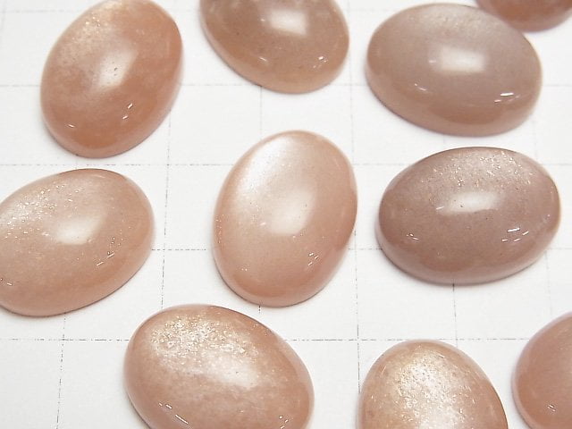 蜜桃月光石 AAA- 橢圓形素面蛋面 20x15公釐 2顆