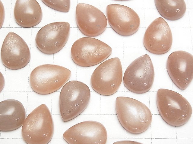 Pfirsich-Moonstone AAA- Birnenform Cabochon 18x13mm 2Stk