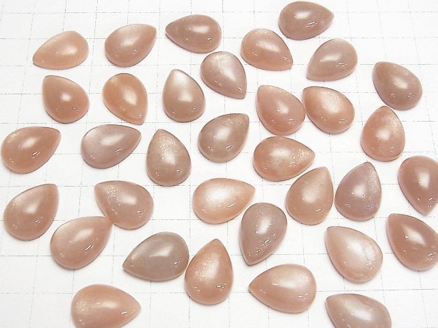 Pfirsich-Moonstone AAA- Birnenform Cabochon 18x13mm 2Stk