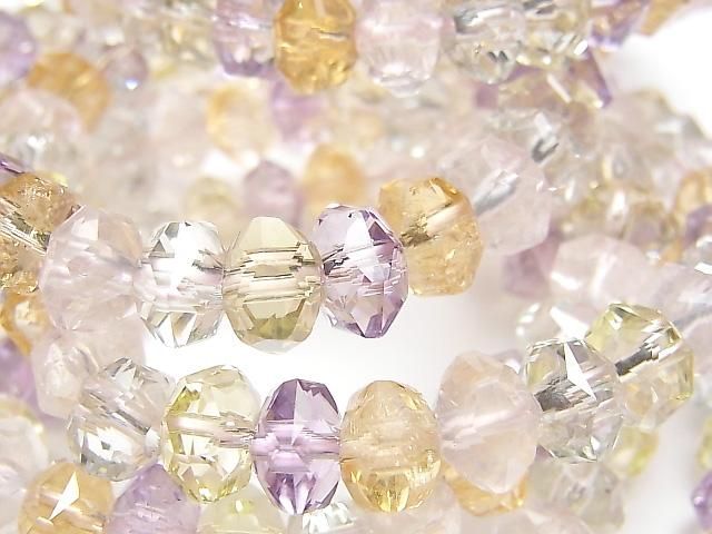 高品質!混合寶石 AAA-星刻面鈕扣圓珠 9x9x6mm 手鍊