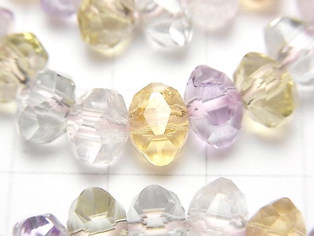 高品質!混合寶石 AAA-星刻面鈕扣圓珠 9x9x6mm 手鍊