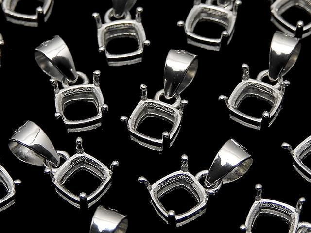 Silber925 Anhängerrahmen quadratisch facettiert 4mm rhodiniert 1 Stück