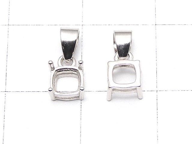 Silber925 Anhängerrahmen quadratisch facettiert 4mm rhodiniert 1 Stück