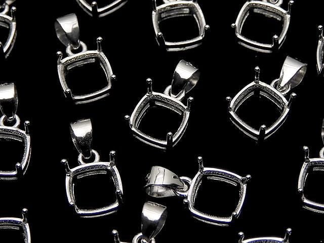 Silber925 Anhängerrahmen quadratisch facettiert 6mm rhodiniert 1 Stück