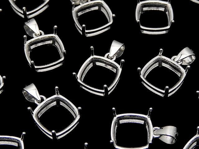 Silber925 Anhängerrahmen quadratisch facettiert 8mm rhodiniert 1 Stück