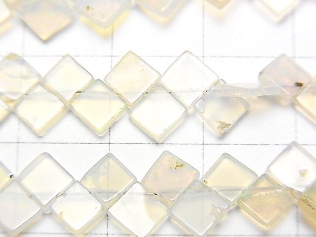衣索比亞蛋白石扁平鑽石形6x6mm珠子1串(約7英寸/18公分)