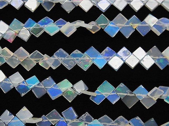 Äthiopien Opal Flach-Diamant 6x6mm 1 Strang Perlen (ca. 7 Zoll/18 cm)