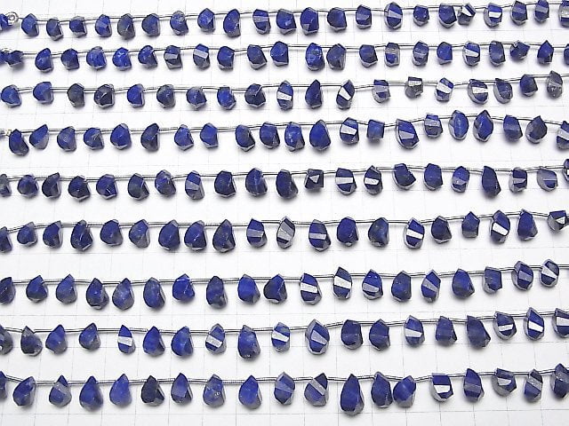 Hochwertiger Lapislazuli AAA-Tropfen 4 Facettierte Twist Facettierte Briolette halb oder 1 Strang Perlen (20 Stück)