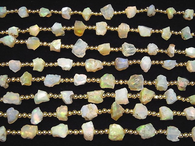 Äthiopischer Opal AA++ Rohstein-Nugget 1Strang Perlen (10 Stück)